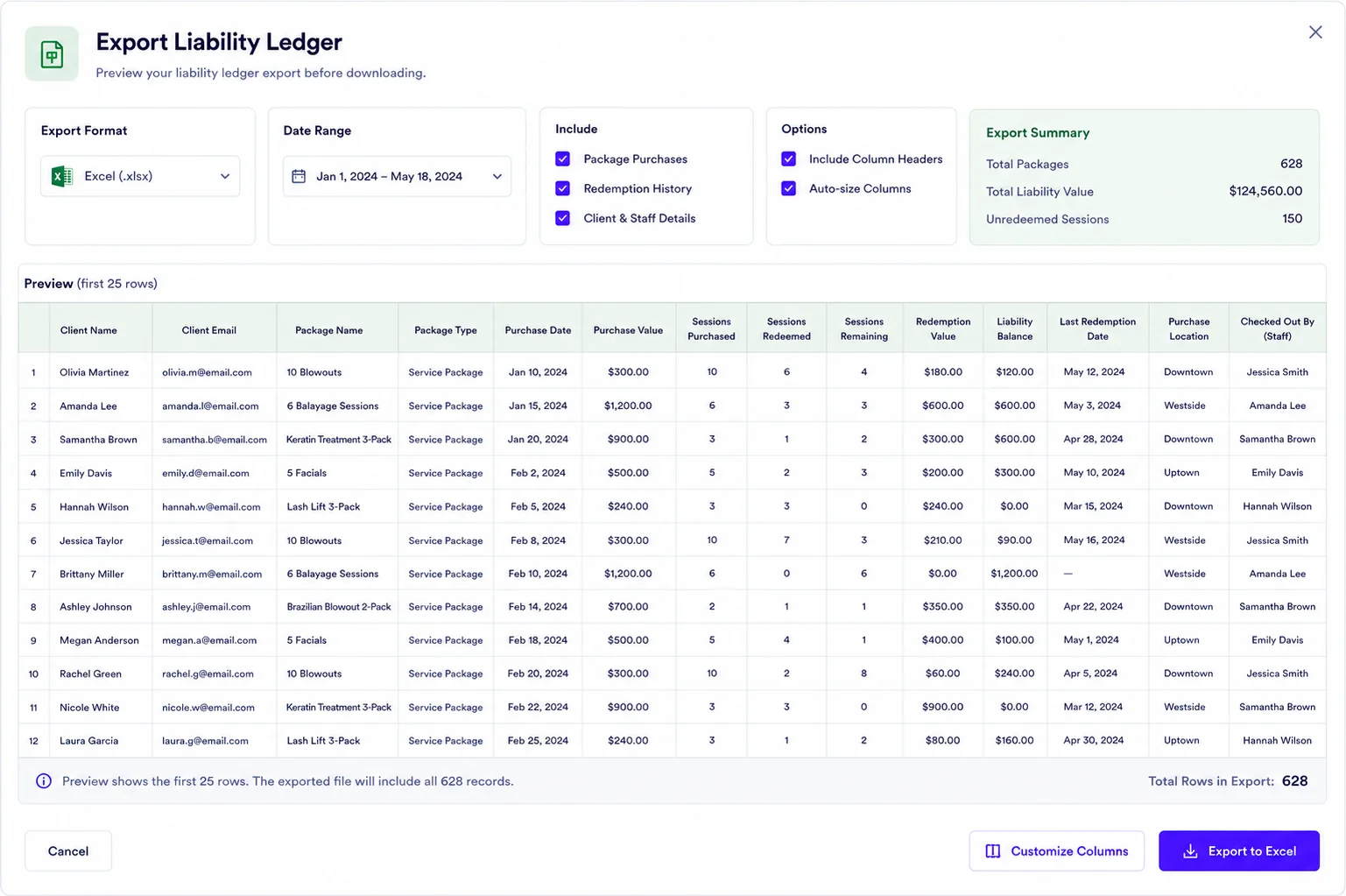 Accountant-ready liability exports visual demonstration mockup