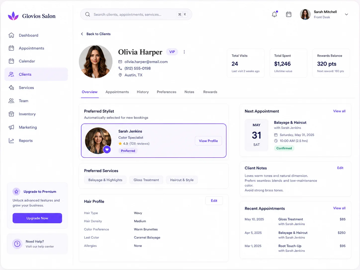 Preferred stylist auto-selection