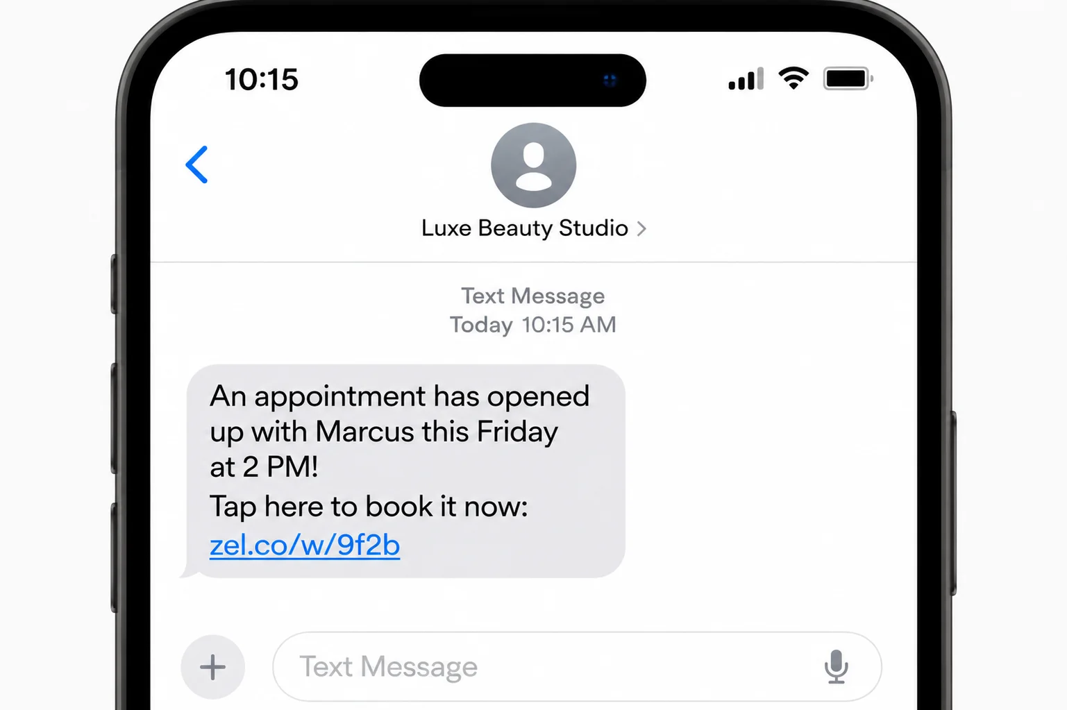 SMS or email outreach visual demonstration mockup