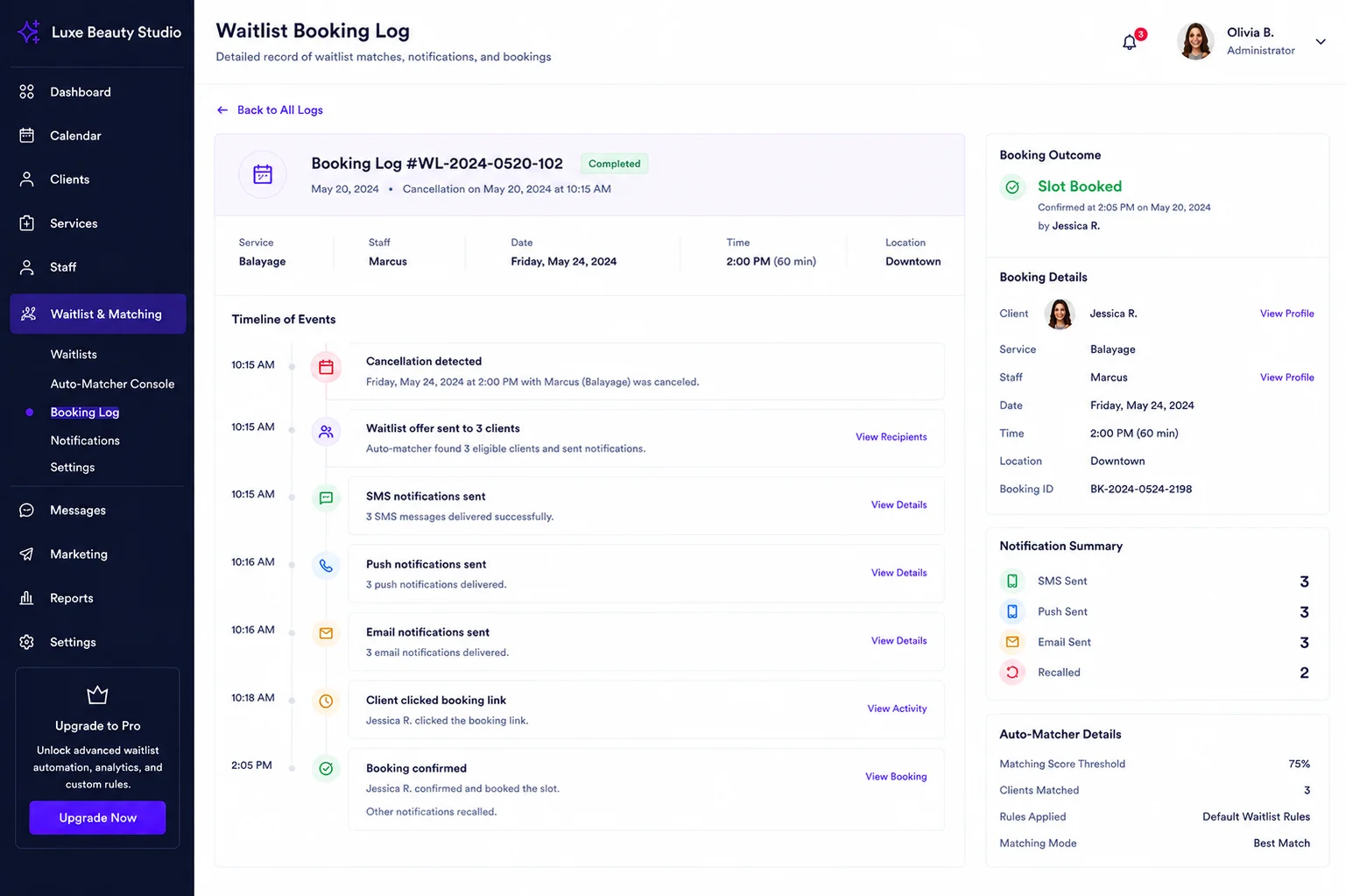 First-to-confirm booking logic visual demonstration mockup